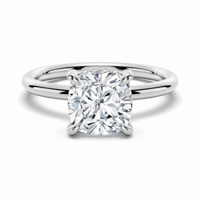 Cool Accessory Stylish Emblem Cushion Cut Solitaire Moissanite Engagement Ring With Hidden Halo