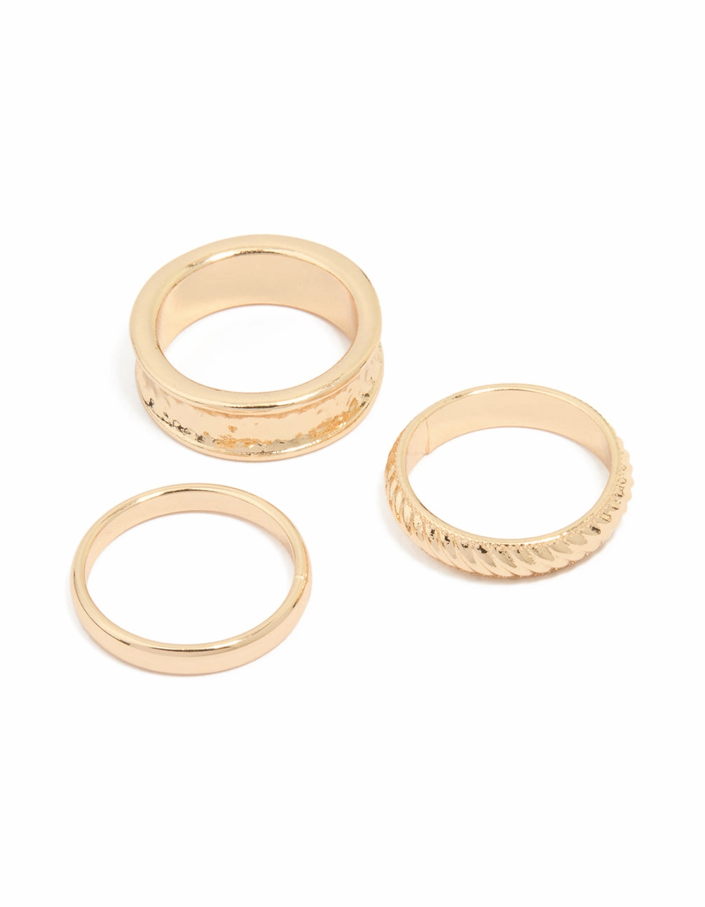 Gold Twisted & Thick Band Rings 3-Pack Modern Article