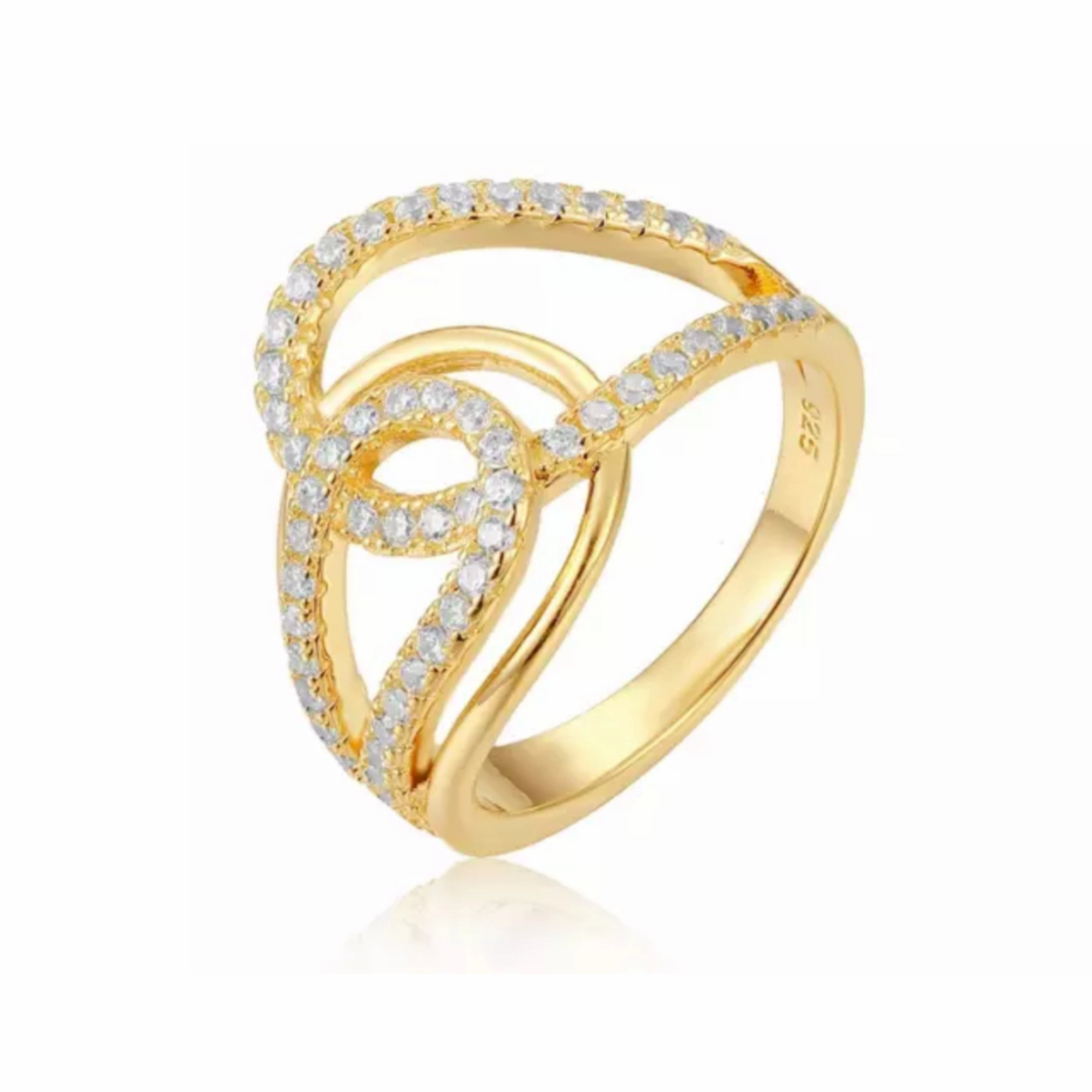 Cherished Moment Sterling Silver Gold Plated Interlocking Ring