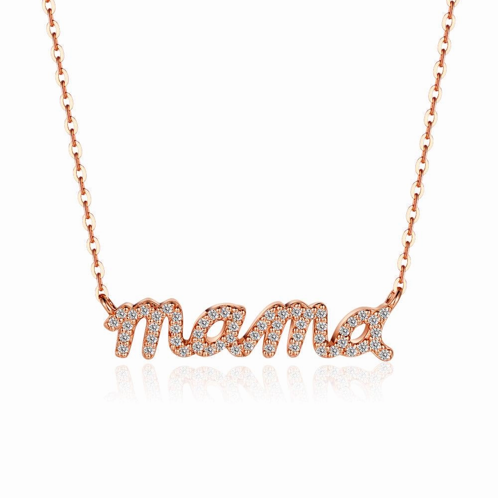Classic Look Minimal Beauty "MAMA" Moissanite Diamond Pave Necklace Pendant