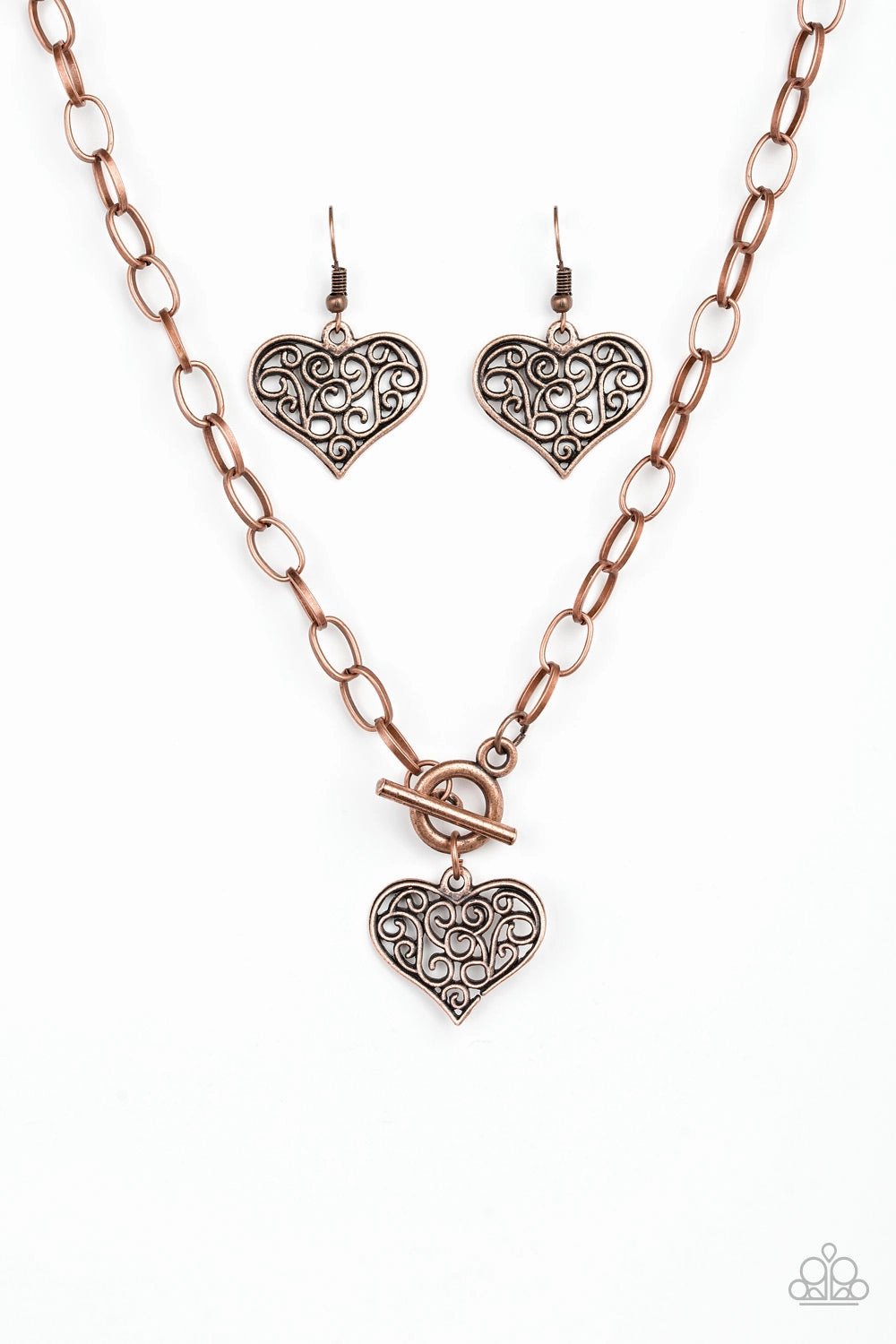 Perfect Style Polished Feature Paparazzi Accessories ? Heart-Touching Harmony - Copper Necklace?Flat Rate Ship $4.50?