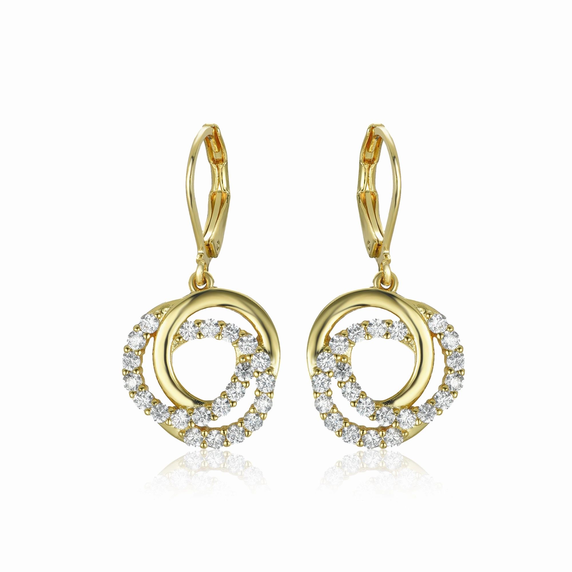 Comfortable Accent Gold-Plated Surgical Steel Interlocking Circles on Leverback Earrings