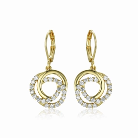 Comfortable Accent Gold-Plated Surgical Steel Interlocking Circles on Leverback Earrings