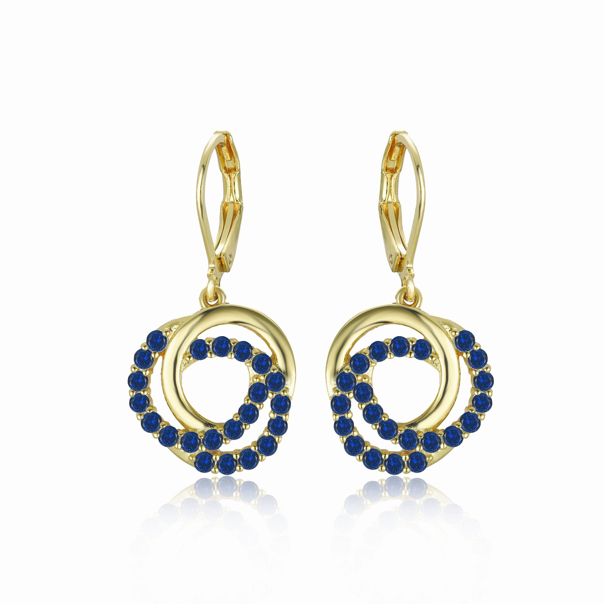 Statement Piece Glittering Choice Gold-Plated Surgical Steel Interlocking Circles on Leverback Earrings