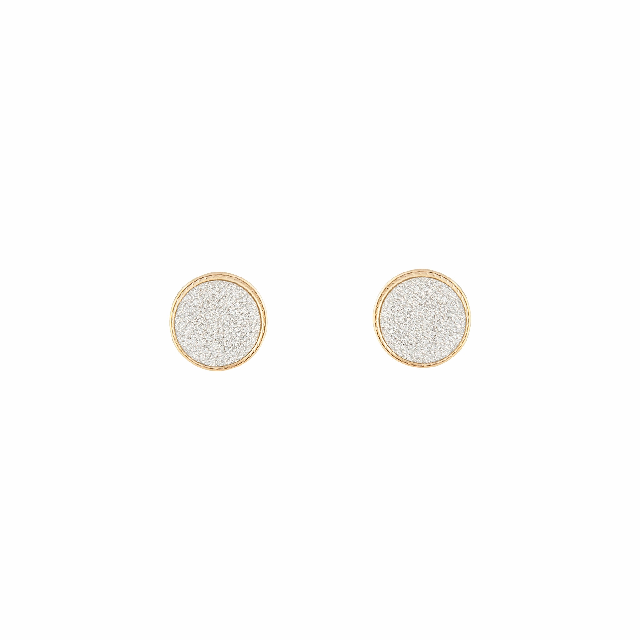 Gorgeous Feature Radiant Embellishment Silver Gold Glitter Inlay Disc Earrings