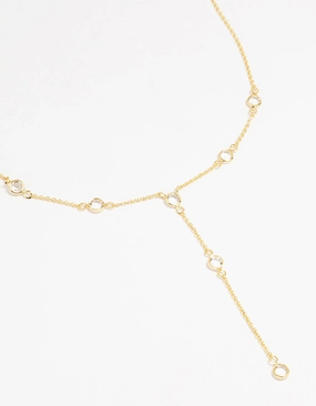 Gold Plated Brass Cubic Zirconia Y-Necklace Stylish Style Young Heart