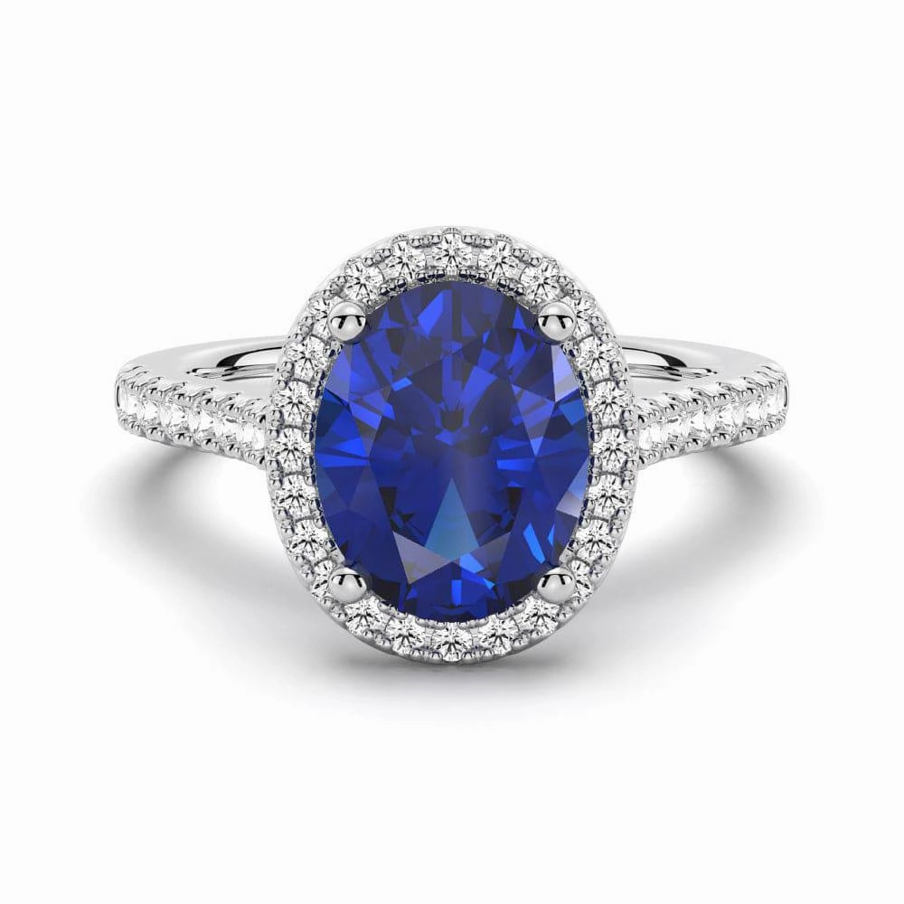 2 CT. Oval Sapphire with Classic Halo Ring Eternal Ornament Tech Integrated