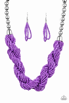 Paparazzi Accessories ? Savannah Surfin - Purple Necklace?Flat Rate Ship $4.50? Retro Style Temporary Adornment