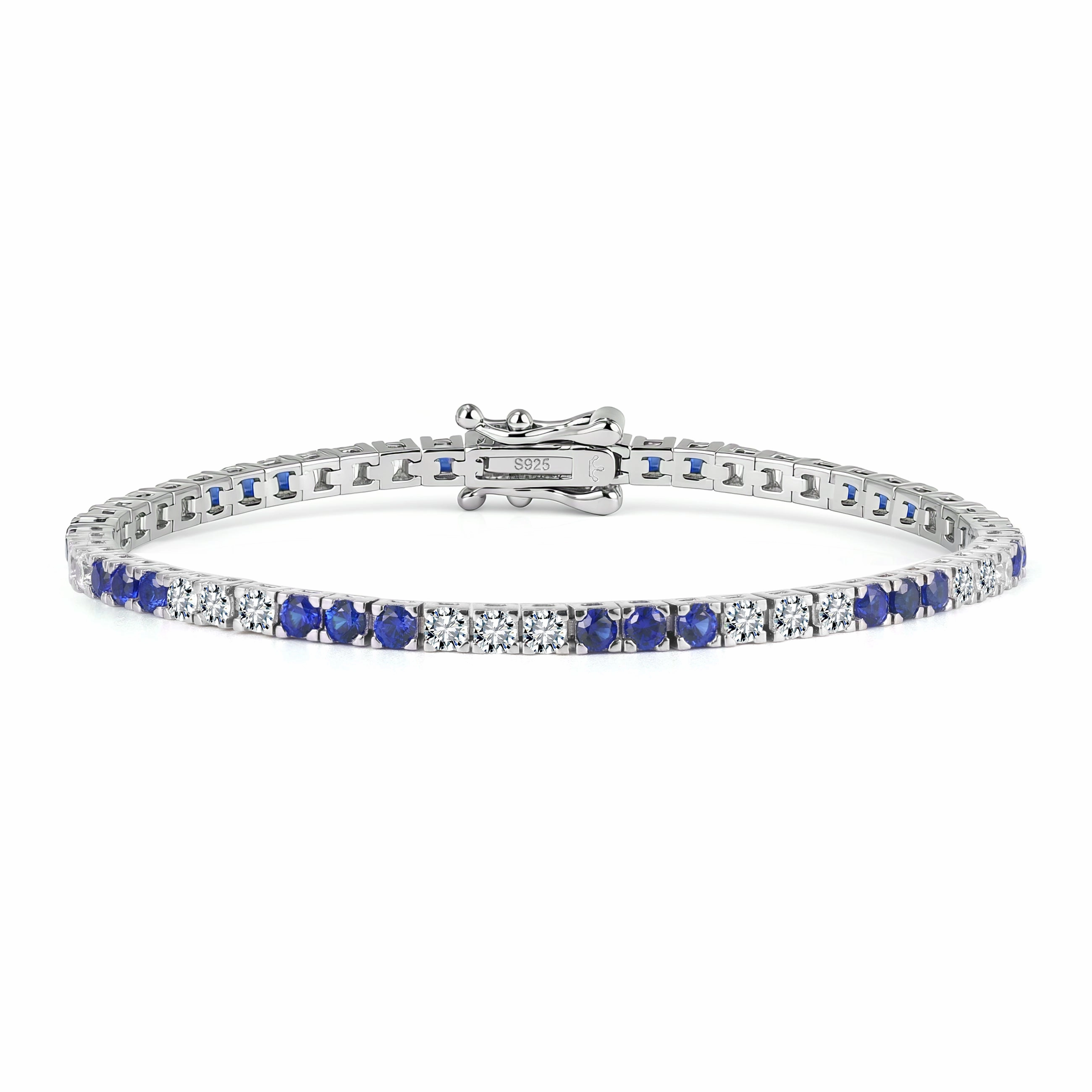 Consistent Combinations Sterling Silver Three Alternating Stone Tennis Bracelet