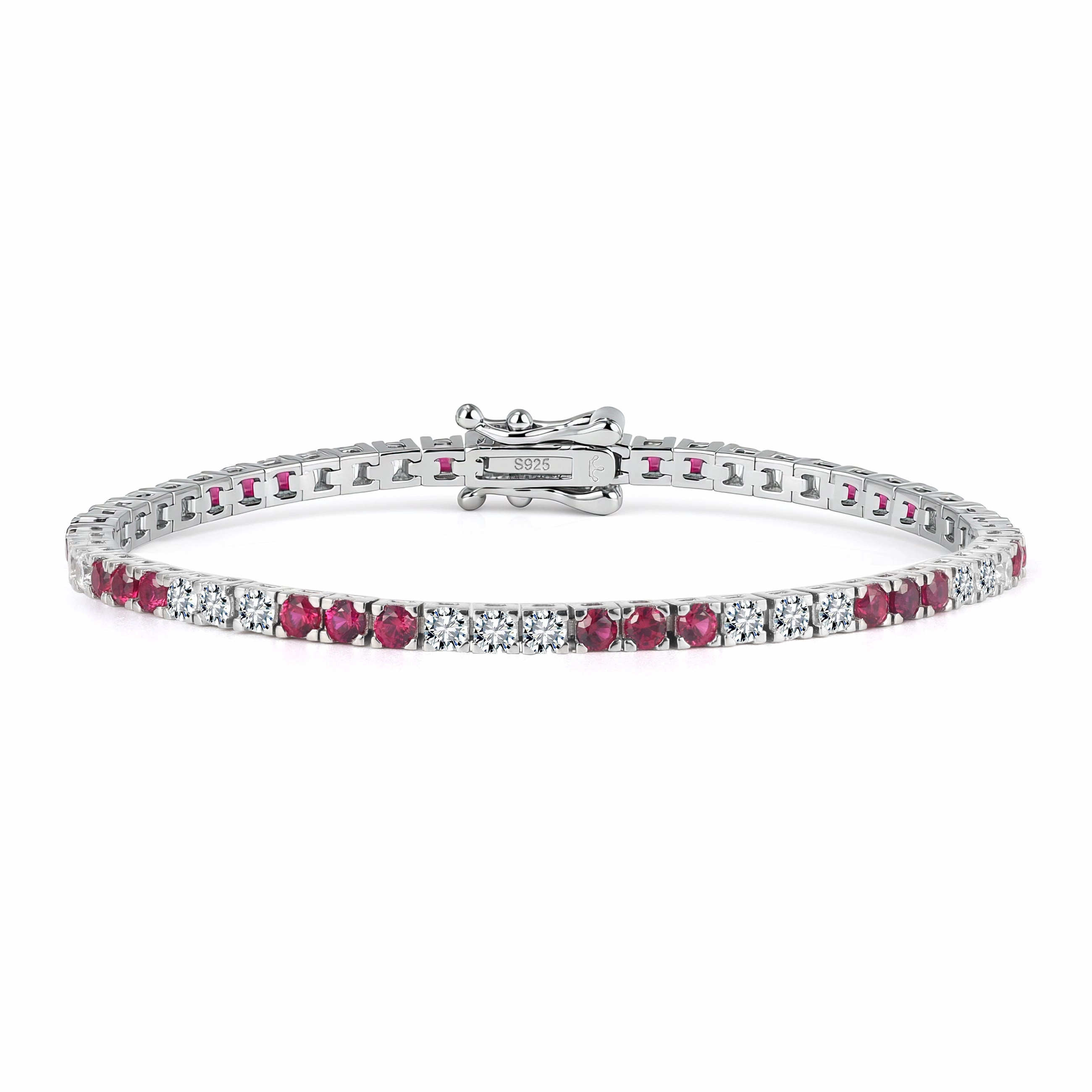 Extensive Mixes Sterling Silver Three Alternating Stone Tennis Bracelet