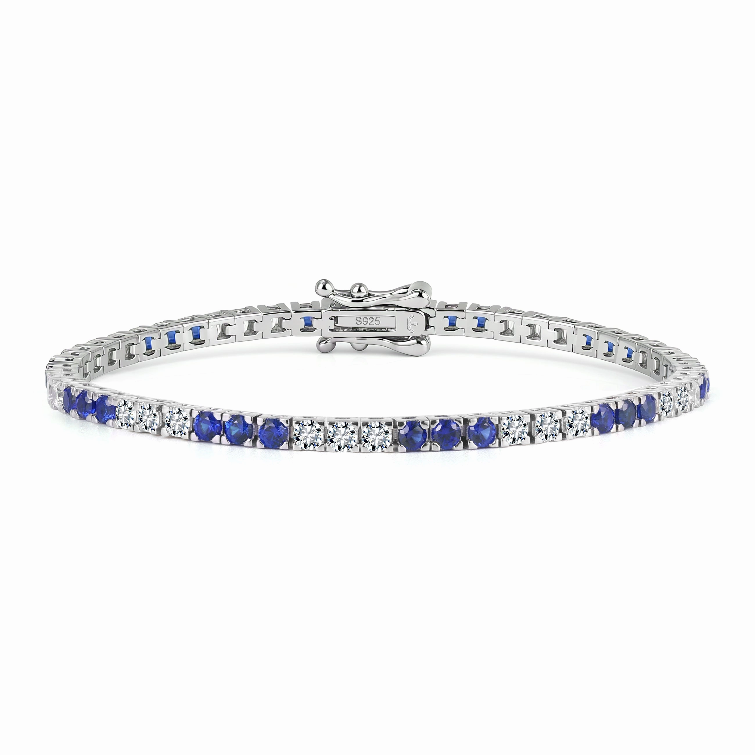 Valuable Mixes Signature Piece Sterling Silver Three Alternating Stone Tennis Bracelet