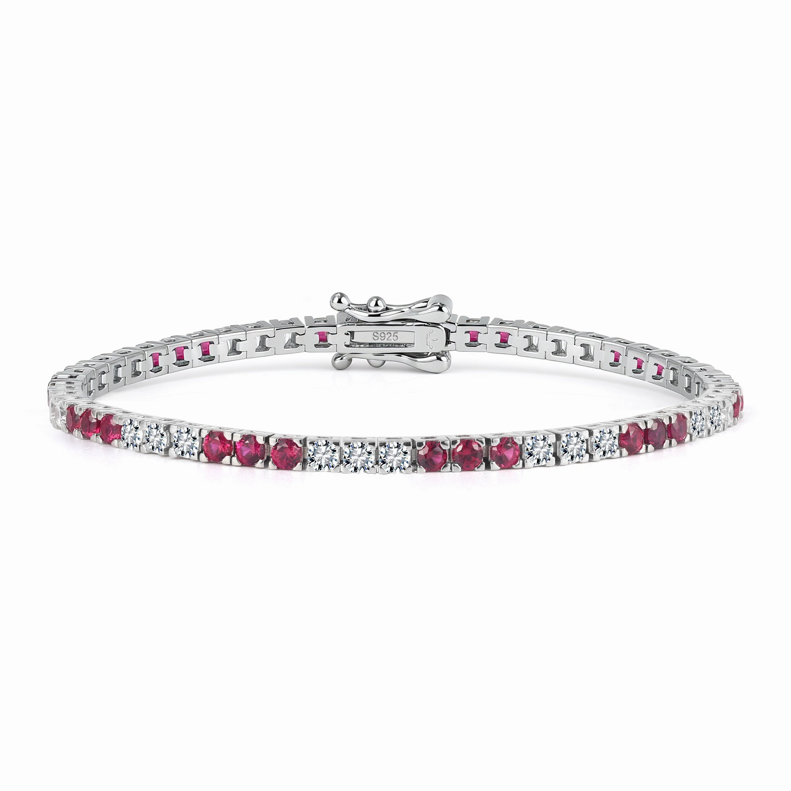 Sterling Silver Three Alternating Stone Tennis Bracelet Well-Measured Unmatched Style