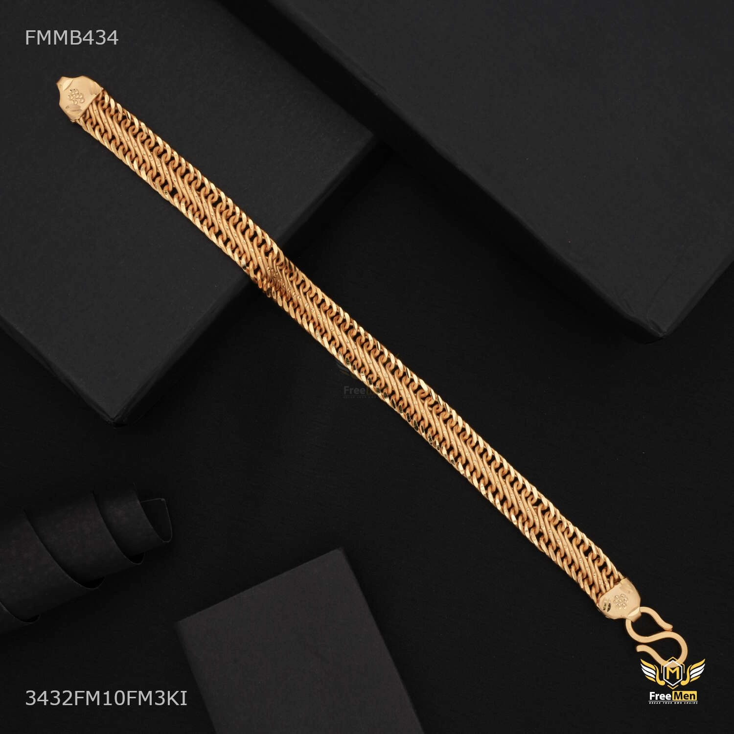 One Line Shini Flat Atti Bracelet for Men - FMMB434 Party Ready Couple??s Keepsake