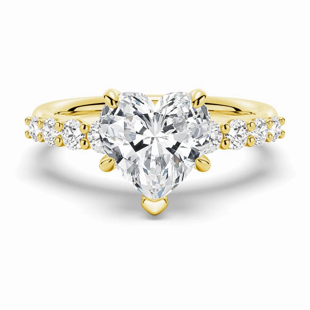 Dainty Glow Secure fastening Classic Shared Prong Heart Shaped Moissanite Engagement Ring