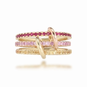 Ornamental Object Sterling Silver Interlocking Stacked Colorful 3 Ring Set