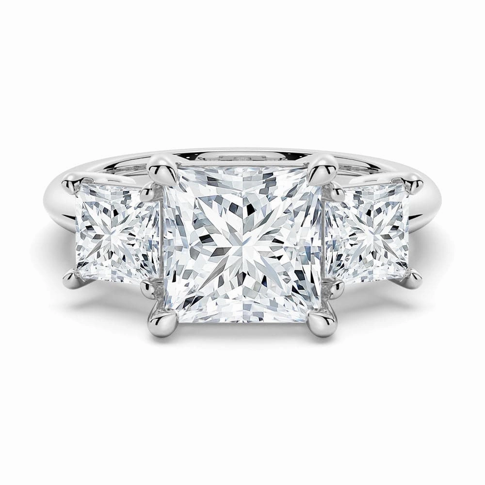 Princess Cut Three Stone Moissanite Engagement Ring Modern Contour Fantastic Article