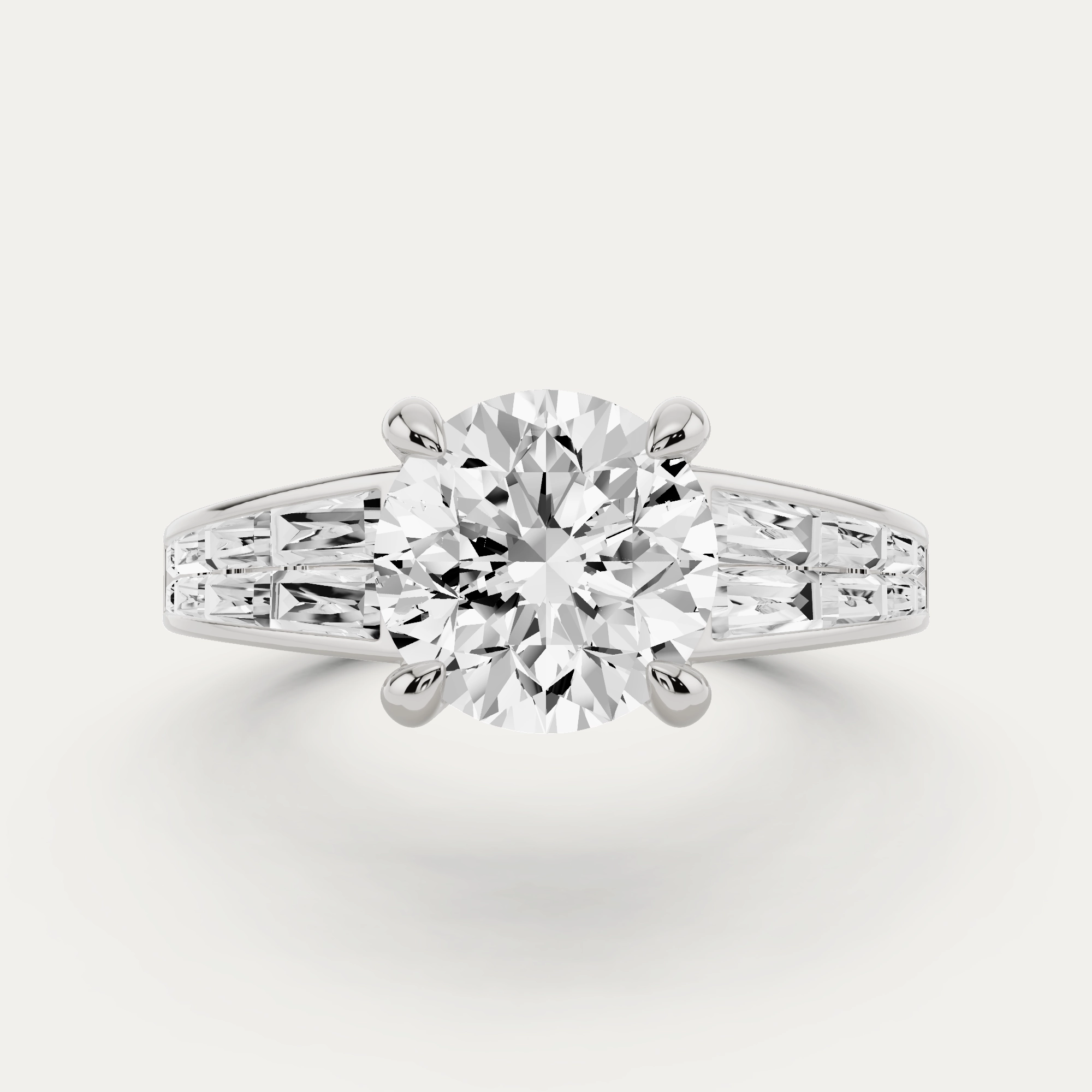 2 1/10 ctw Round Diamond Engagement Ring with Side Taper Dainty Accent Dainty Accessory