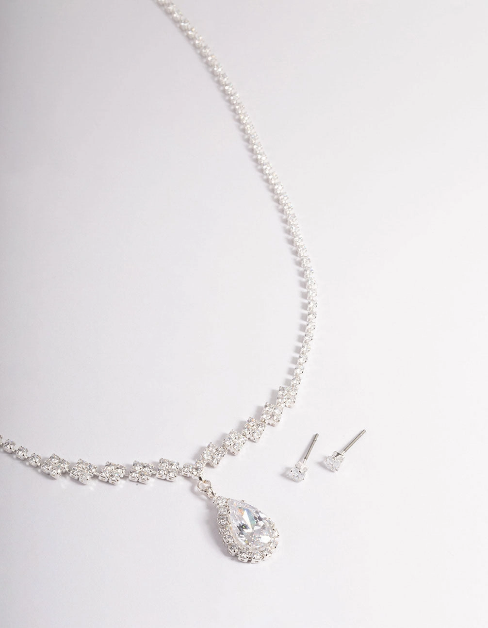Chic Event Cubic Zirconia Diamond Pear Stone Necklace Set