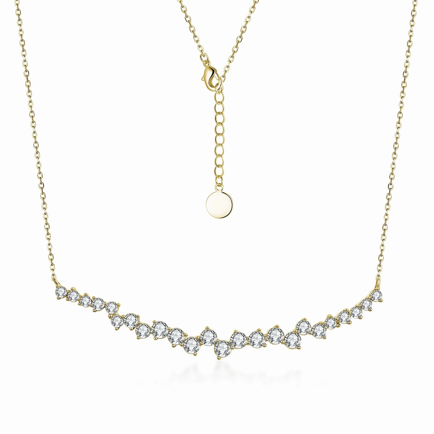 Sterling Silver Gold or Rhodium Plated CZ Sprinkled Bar Necklace Resilient Jewelry