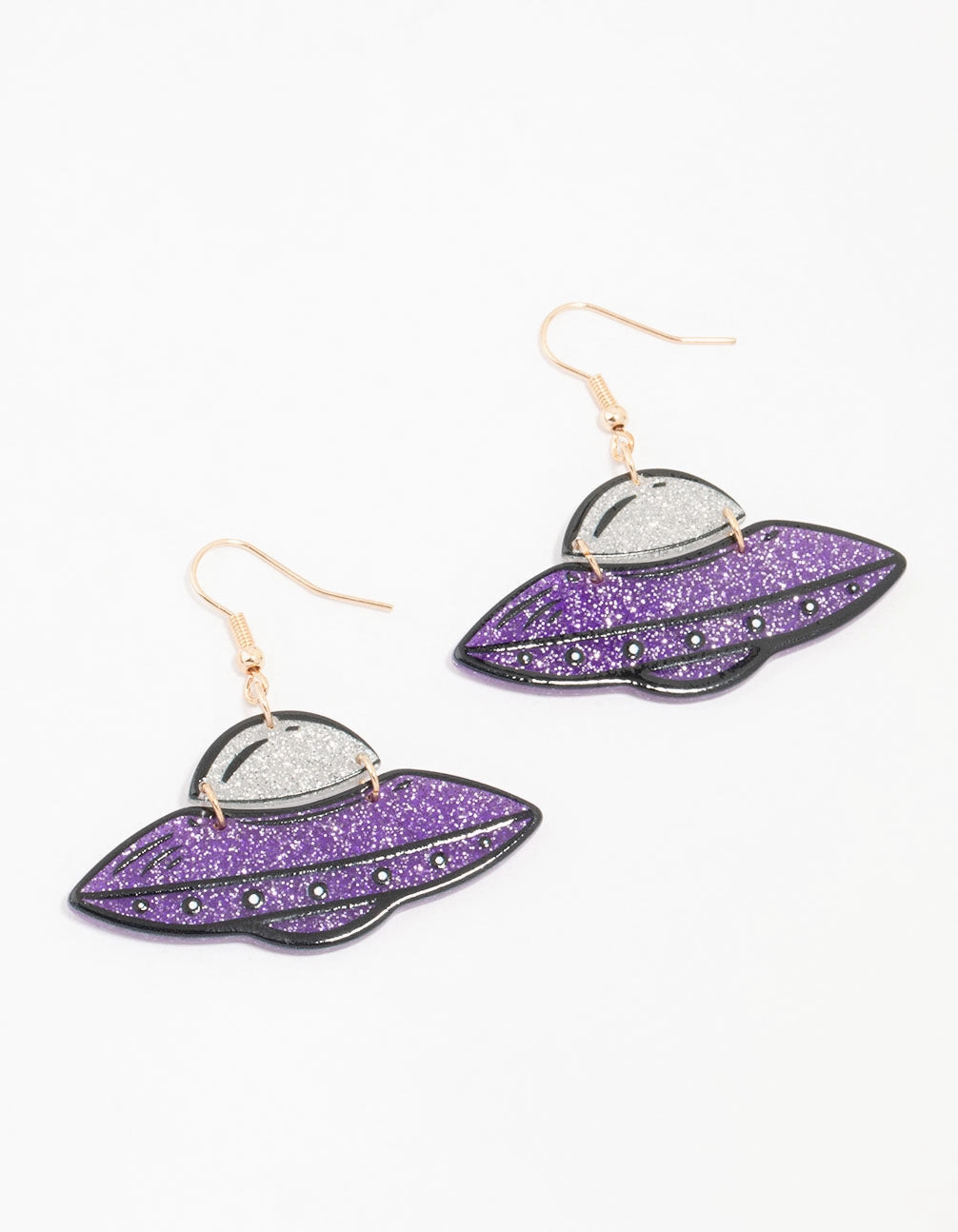 Dainty Jewelry Purple Acrylic Spaceship Drop Earrings