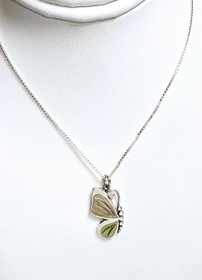 daily accessory Inlaid Shell Butterfly Pendant in Sterling Silver