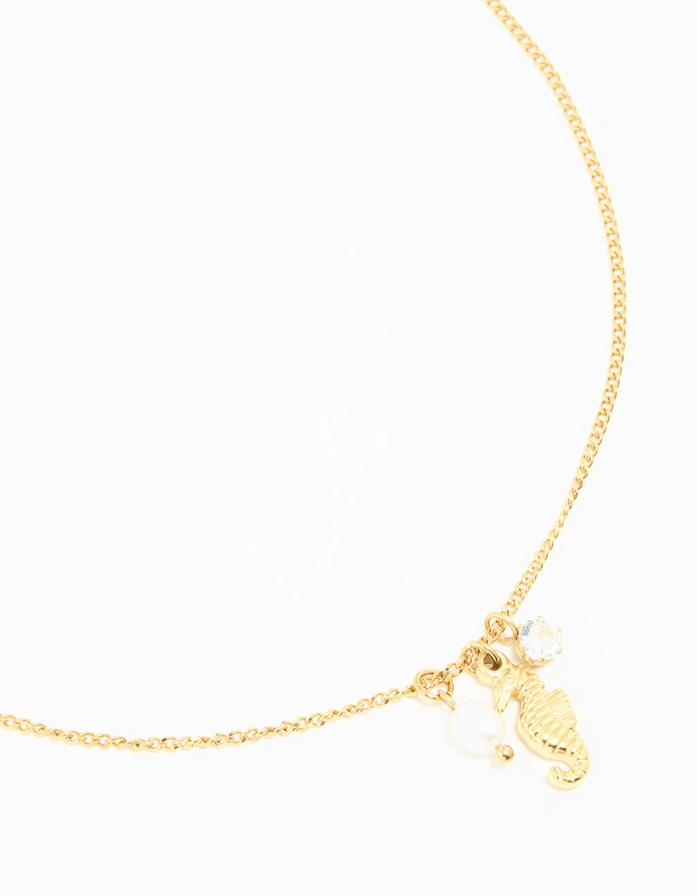 Urban Feature Waterproof Gold Plated Stainless Steel Freshwater Pearl Seahorse Necklace