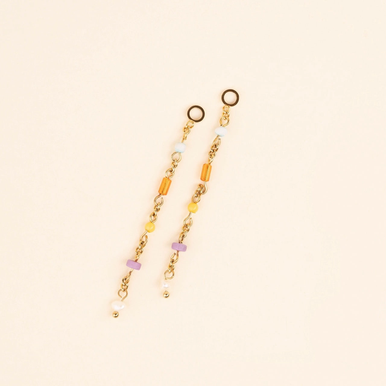 Polished Highlights Bead Chain Huggie Hoop Charms