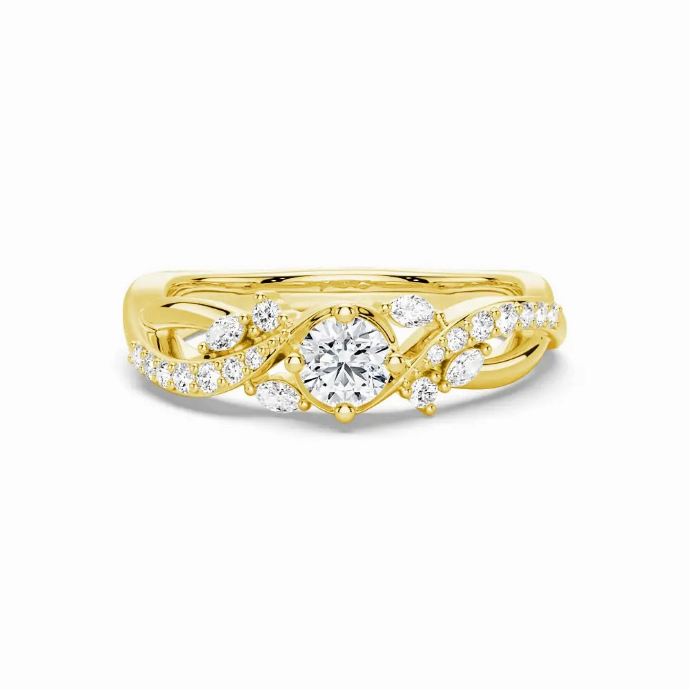 Intertwined Leaf Motif Lab Grown Diamond Twisted Promise Ring Graceful Simplicity Fine Details