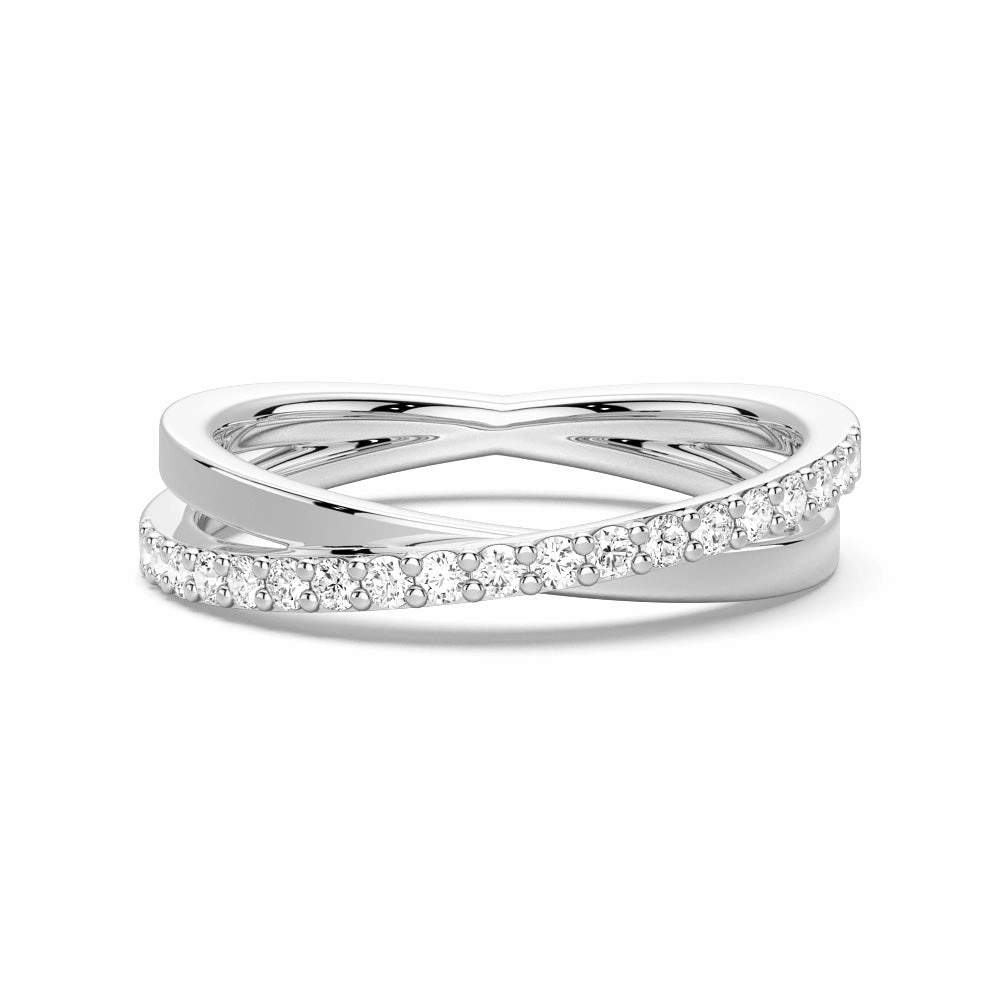Interwoven Cross Design Lab Grown Diamond Ring Quiet Style Modern Classic