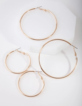 Opulent Accessory Gold Mixed Hoop Earring Pack