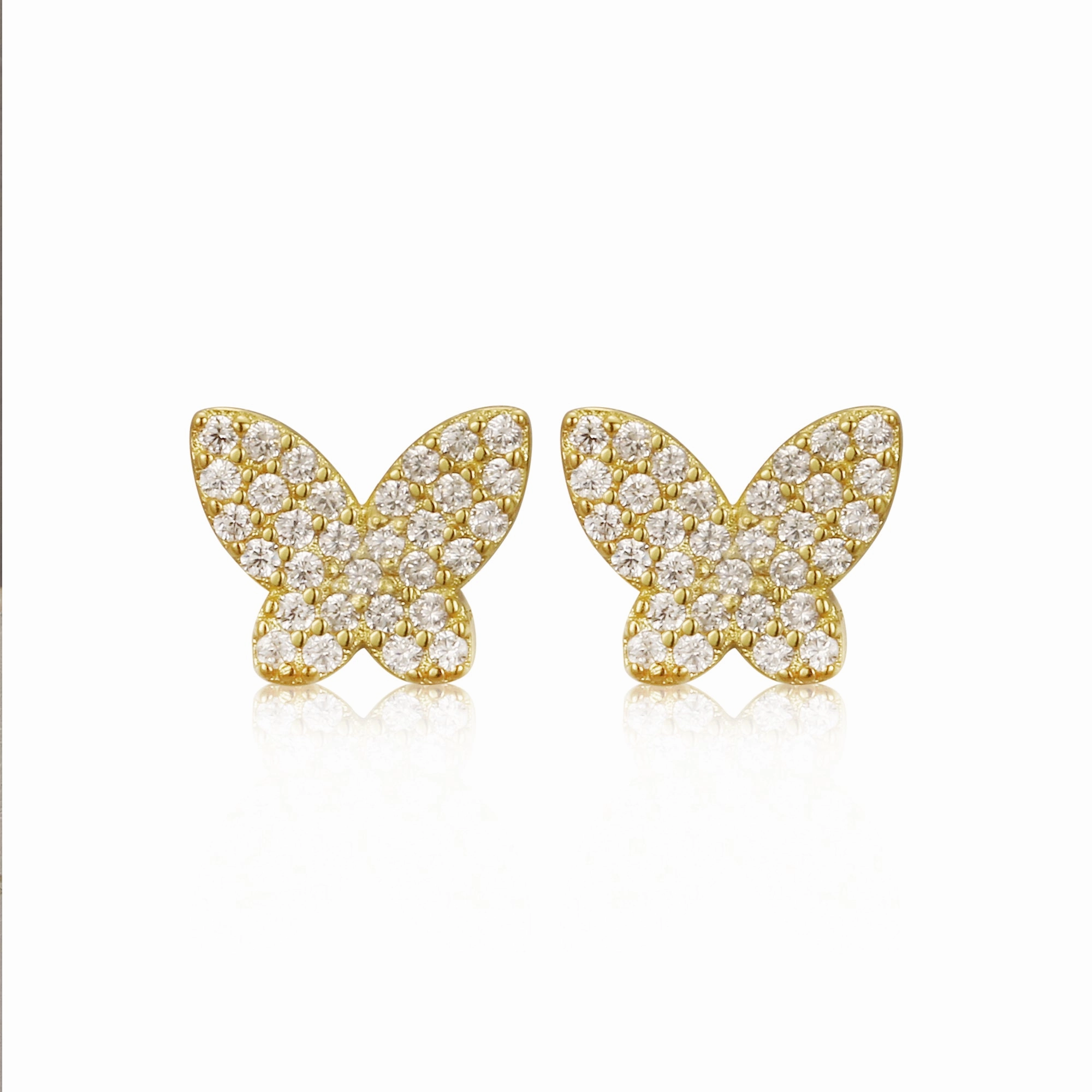 Surgical Steel Micropave Butterfly Stud Earrings Lovely Accent