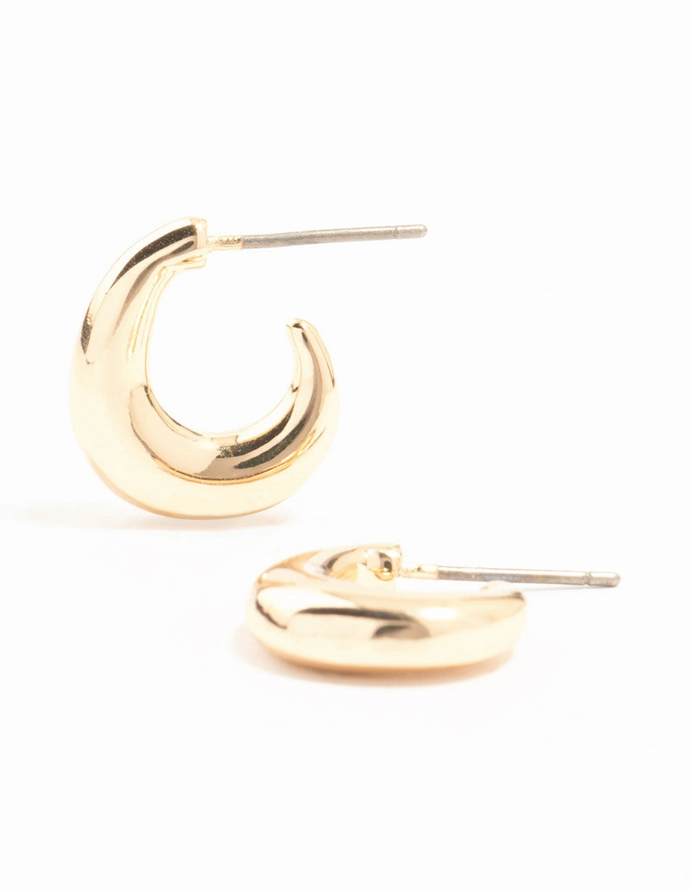 Gold Warped Chunky Huggie Earrings Exquisite detail