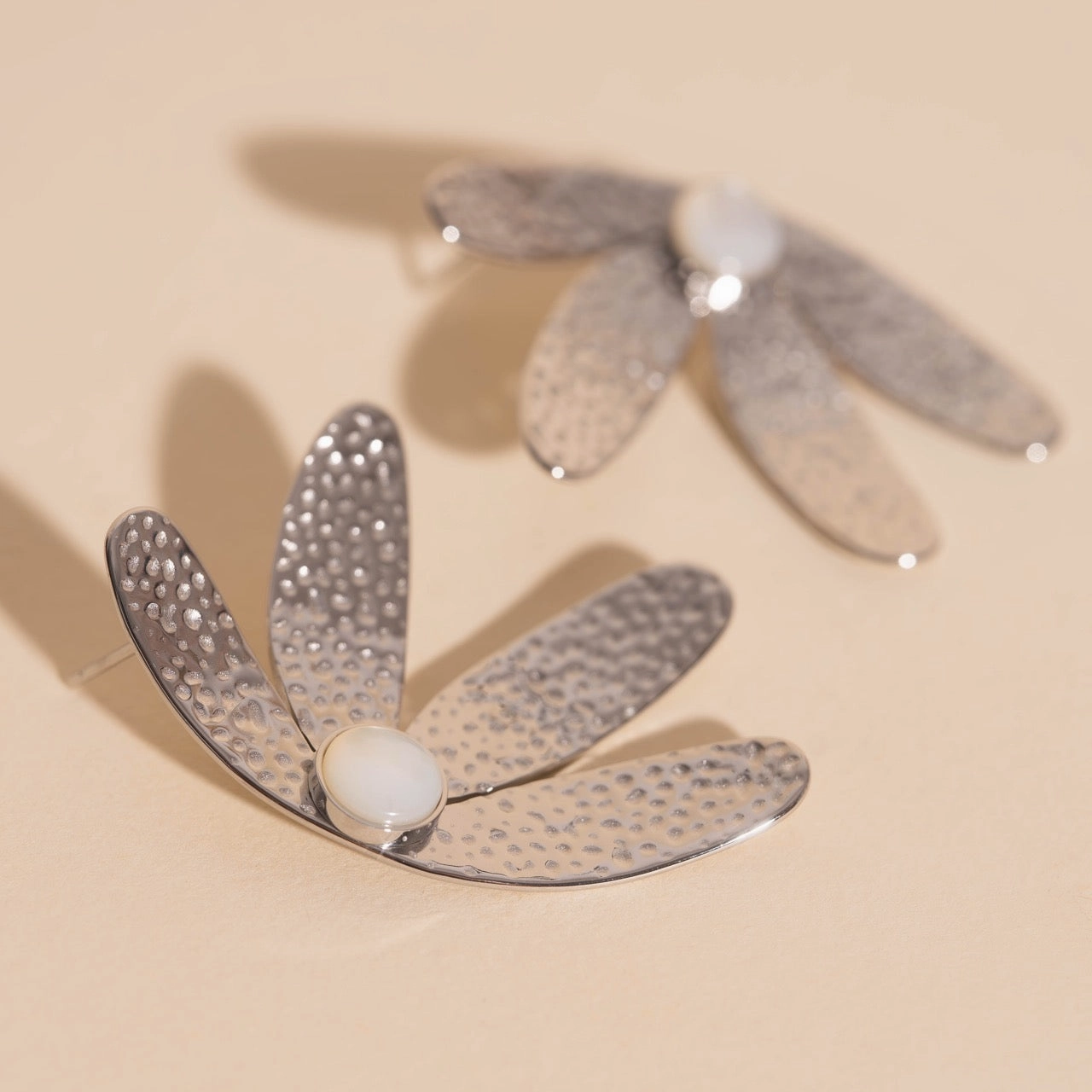 Jumbo Half Bloomed Stud Earrings Engagement Accent Graceful Beauty