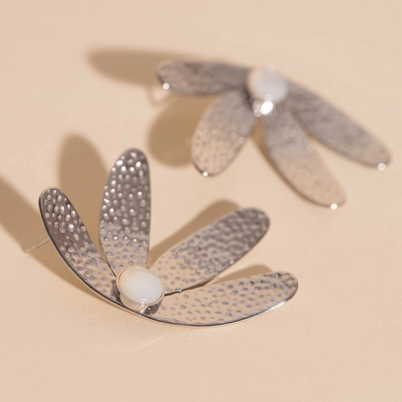 Subtle Twist Elegant Style Pieces Jumbo Half Bloomed Stud Earrings