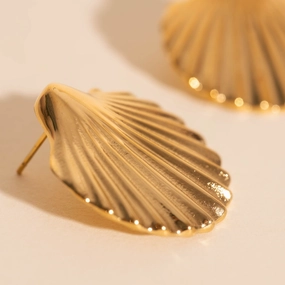 Jumbo Seashell Stud Earrings Stunning Finish