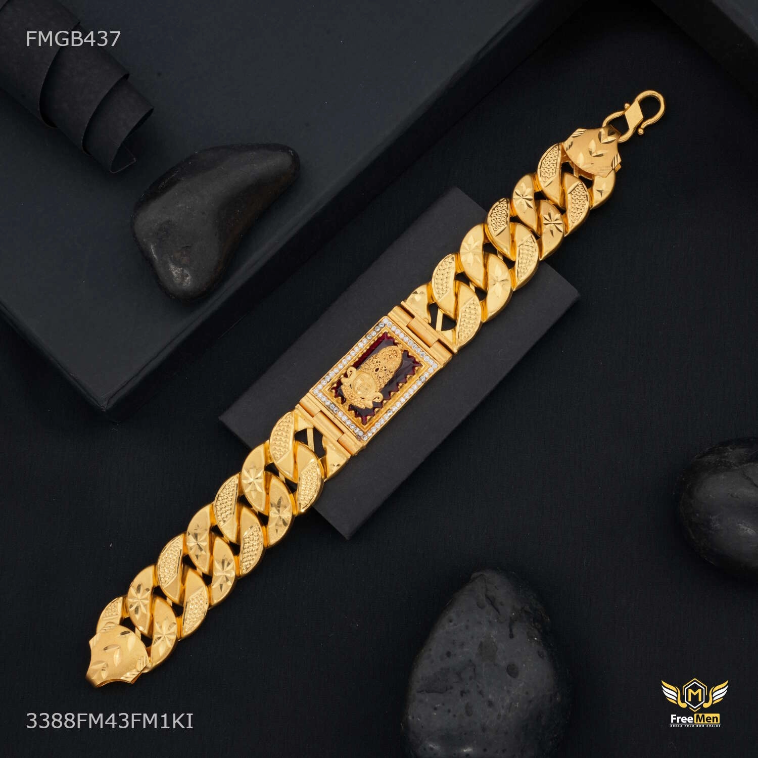 Whole Blends Profound Fusions Khatu shyam AD Box with Pokel Gold Plated Bracelet  for Men - FMGB437