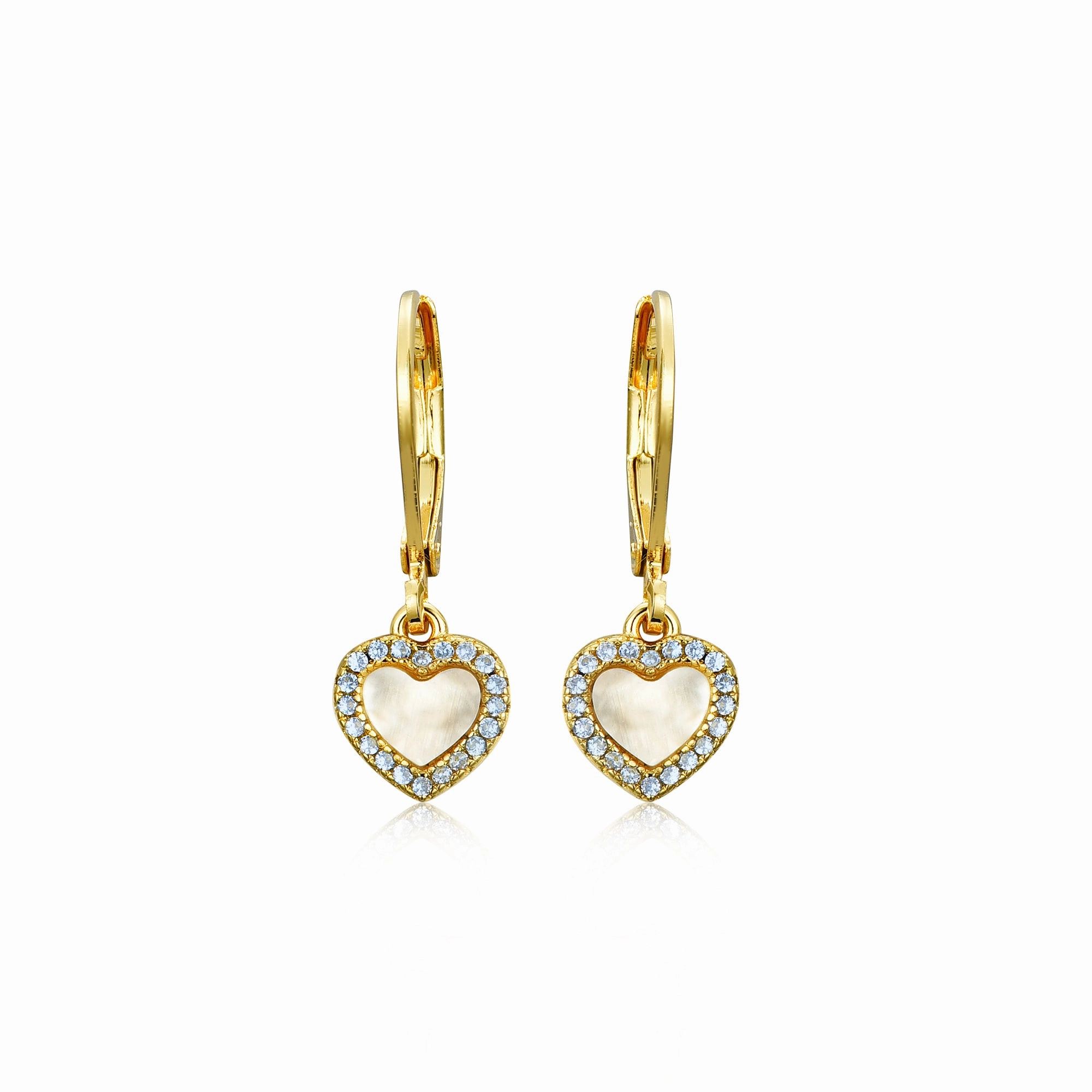Stylish Finish Gold Plated Surgical Steel Pretty and Colorful Heart Dangle Earrings