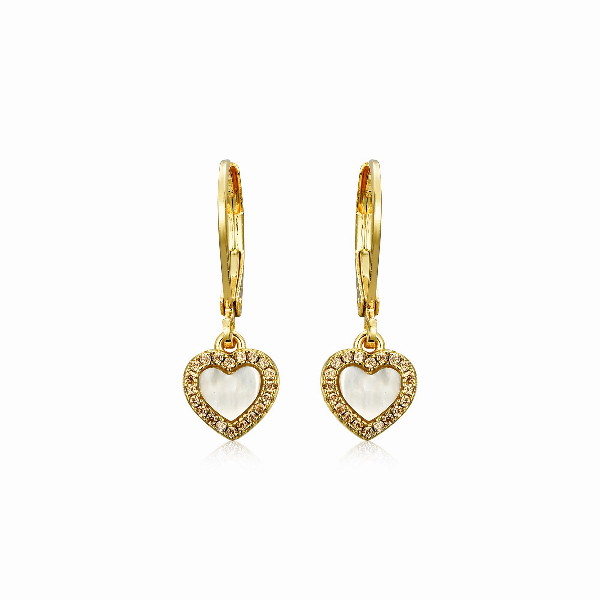 Gold Plated Surgical Steel Pretty and Colorful Heart Dangle Earrings Summer Embellishment