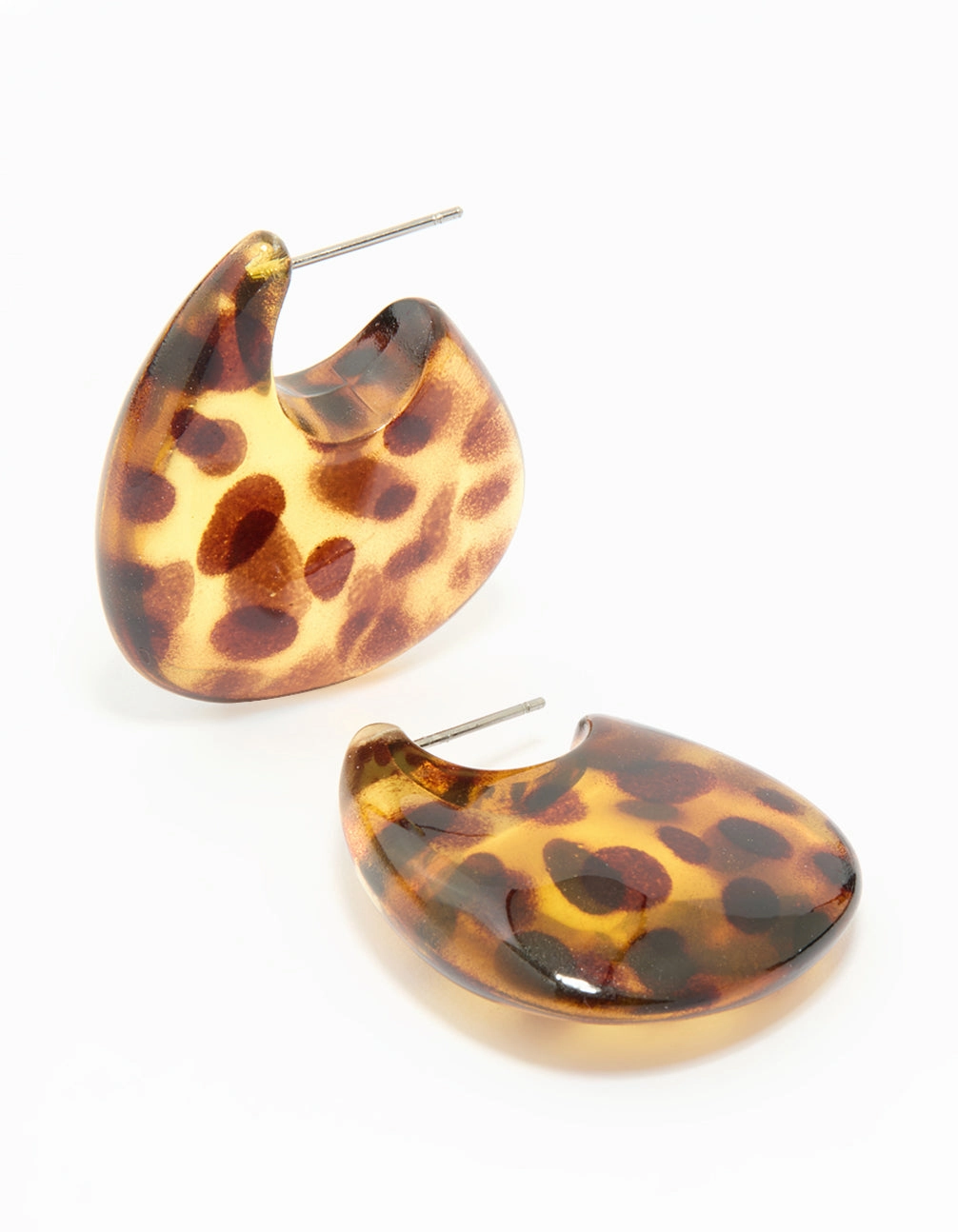Seasonal piece Lightweight Must-Have Leopard Print Acrylic Thick Bubble Hoop Earrings