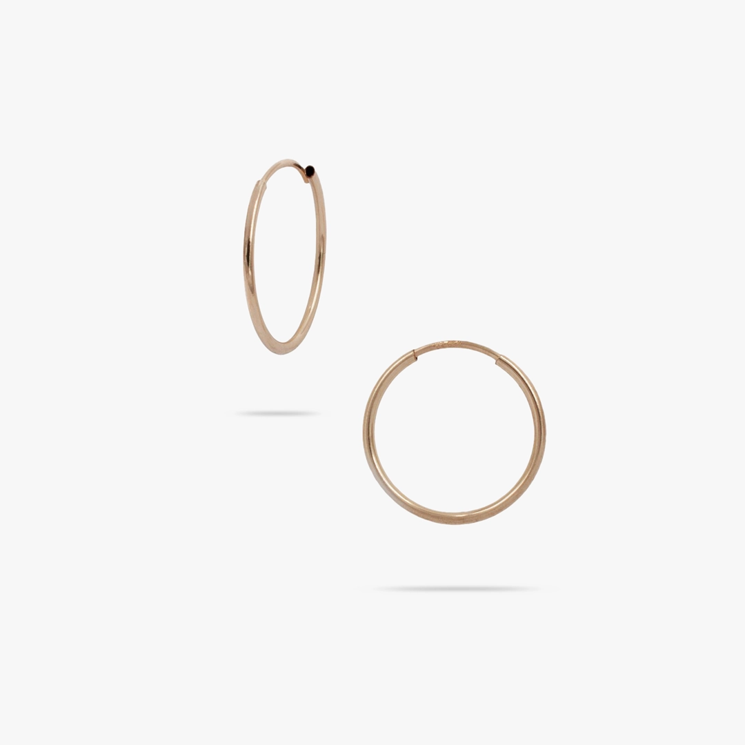 14k Solid Gold 27mm Yellow Endless Round Hoop Earrings Dainty Embellishment