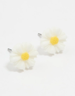 White & Yellow Acrylic Frangipani Stud Earrings Summer Jewelry Dainty Ornament