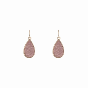 Modern Piece Pink Glitter Teardrop Earrings