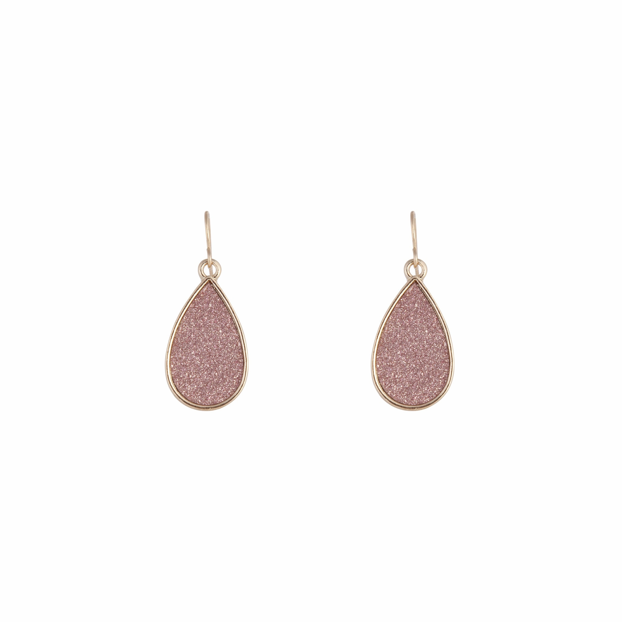 Modern Piece Pink Glitter Teardrop Earrings