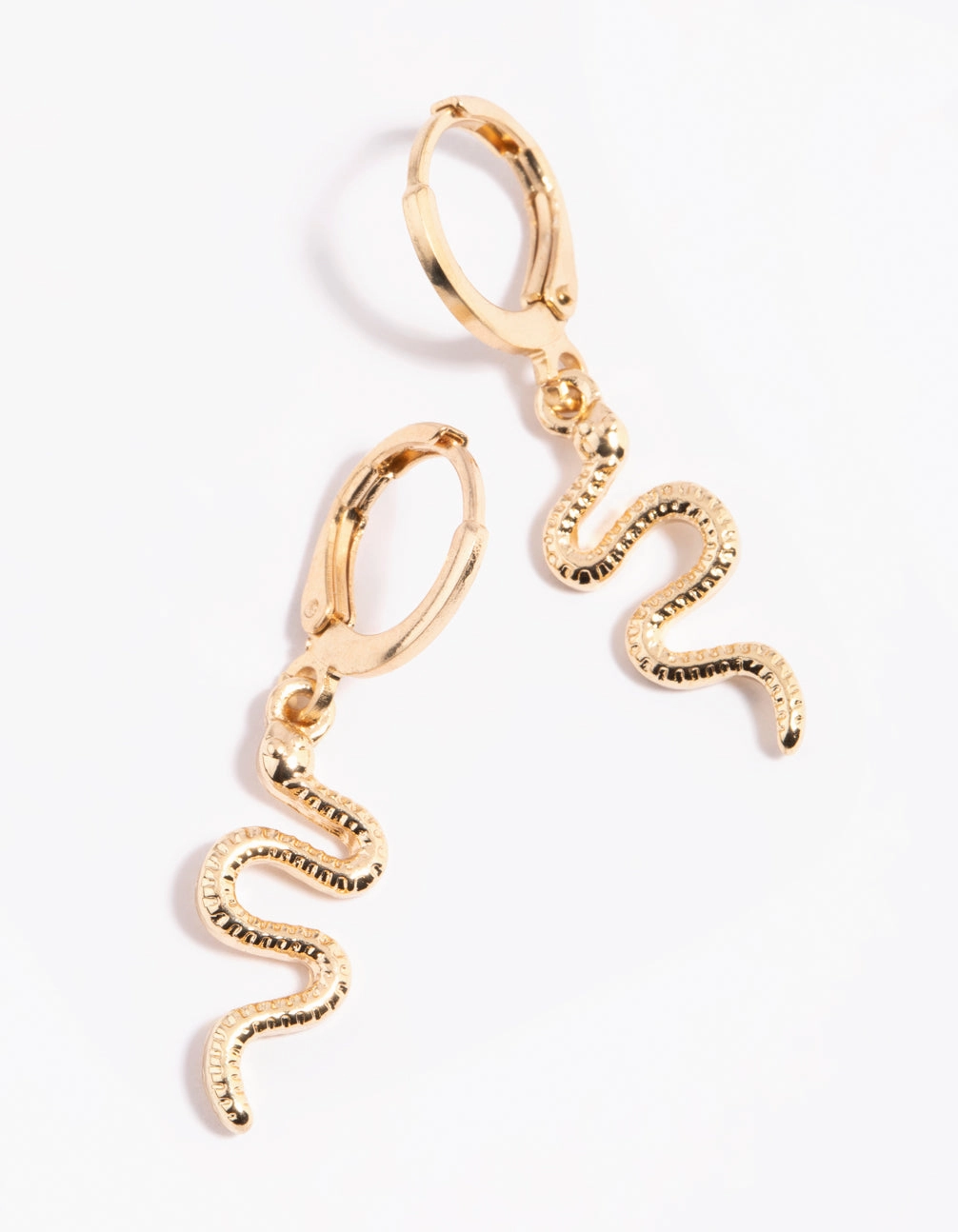 Safe Finish Gold Snake Huggie Earrings
