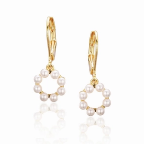 Iridescent Trinket Shiny appearance Gold Plated Surgical Steel Circle Of Beads Earrings