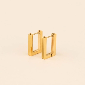 Alluring Accent Line Rectangle Huggie Hoop Earrings