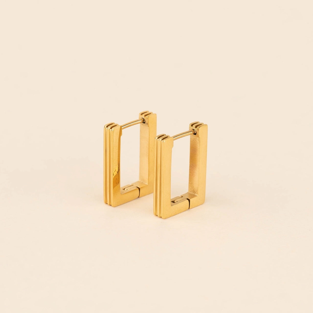 Alluring Accent Line Rectangle Huggie Hoop Earrings