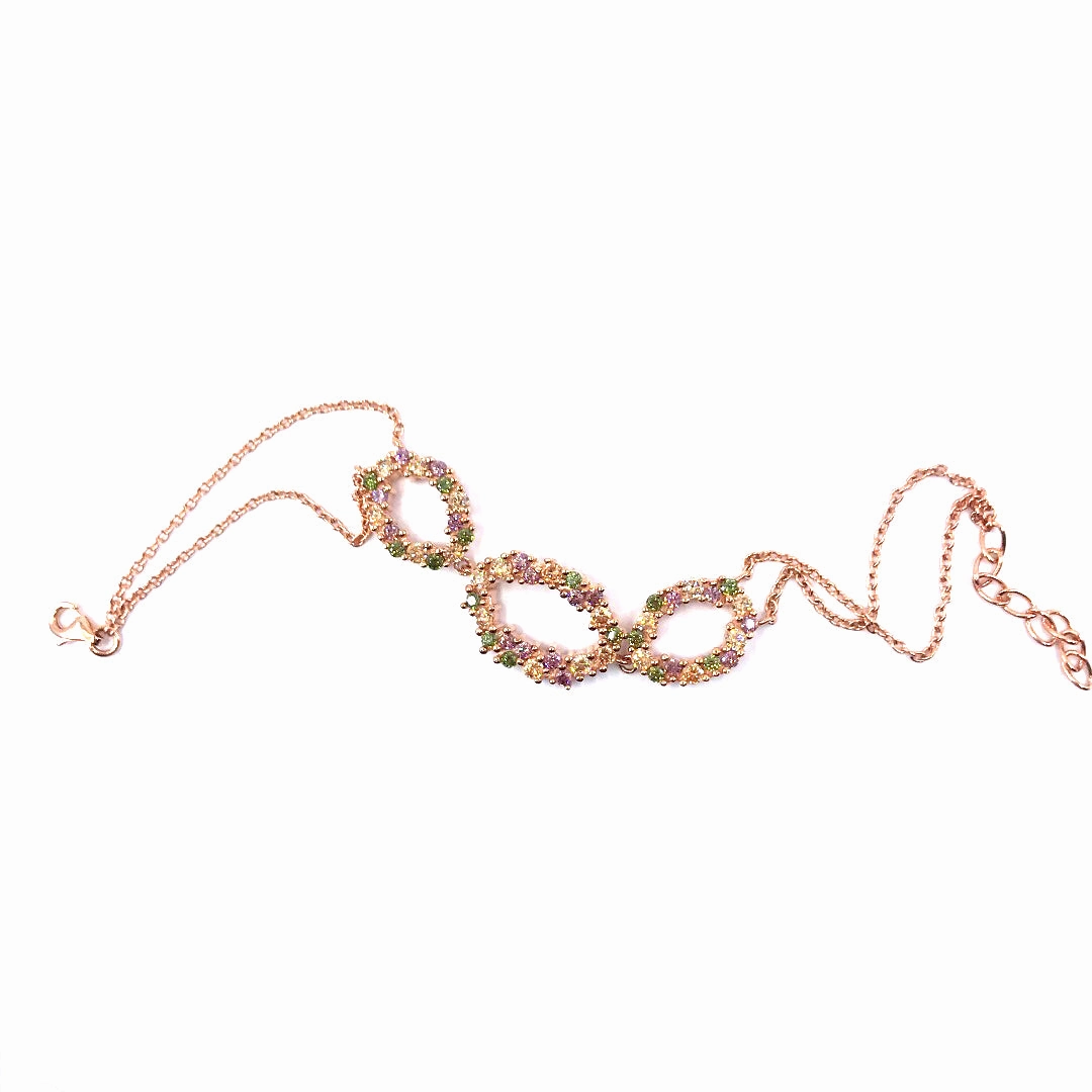Spiritual Sight Sterling Silver Rose Gold Plated Multicolor Bracelet