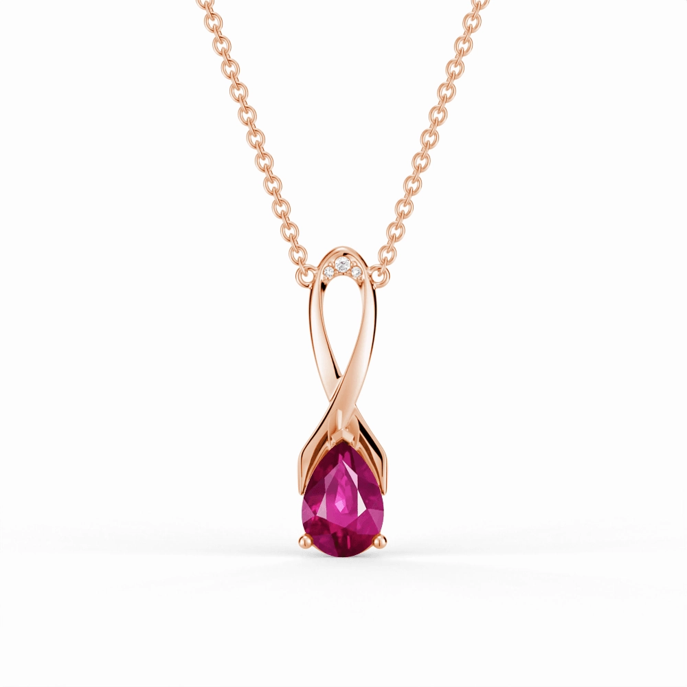 For All "You Are Supported And Protected" Pink Sapphire Necklace With Ribbon