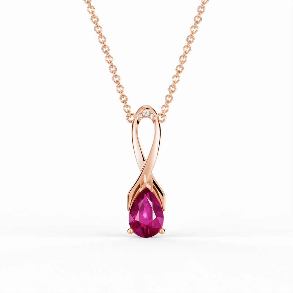 Fashionable Accessory Graceful Feature "You Are Supported And Protected" Pink Sapphire Necklace With Ribbon